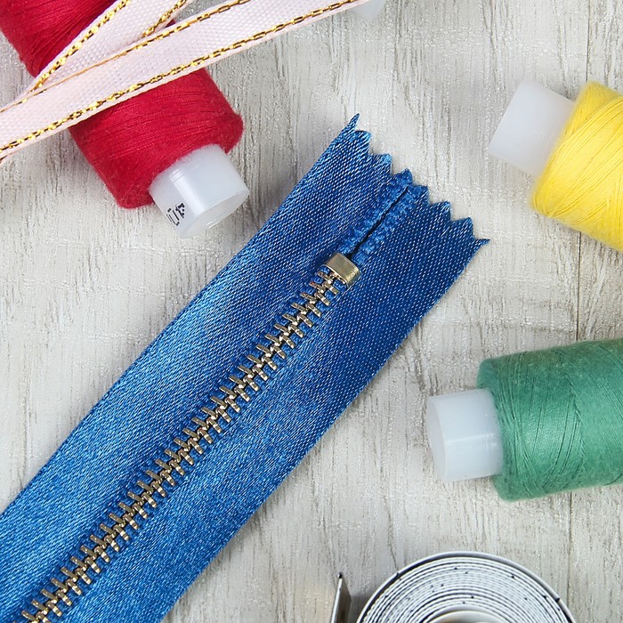 Молния ZZD, №3, неразъёмная, 18см, цвет синий