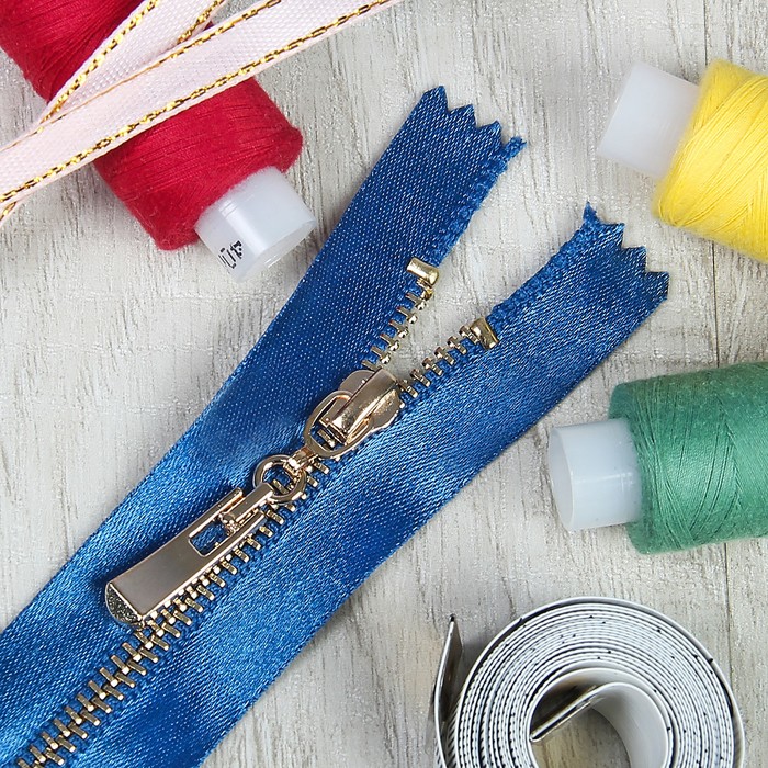 Молния ZZD, №3, неразъёмная, 18см, цвет синий