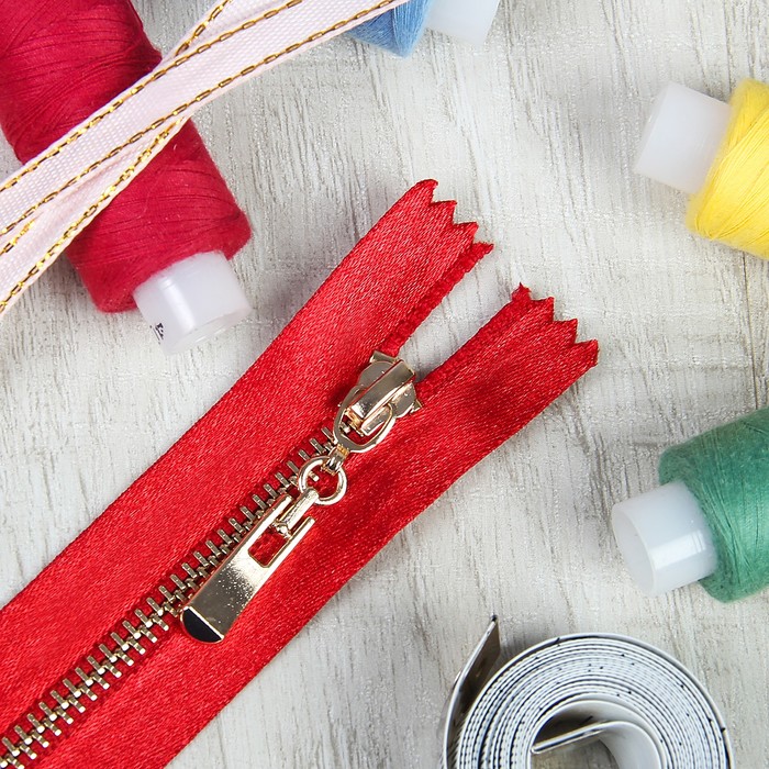 Молния ZZD, №3, неразъёмная, 18см, цвет тёмно-красный