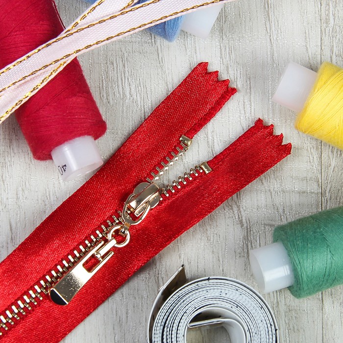 Молния ZZD, №3, неразъёмная, 18см, цвет тёмно-красный