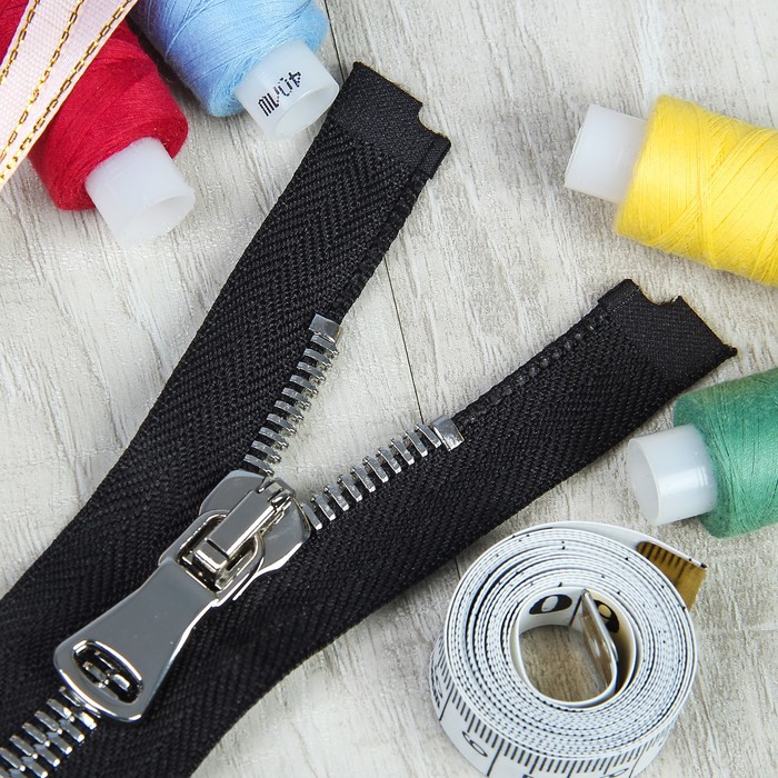 Молния ZZD", №8 СТ, металлическая, разъёмная, 100см, цвет чёрный