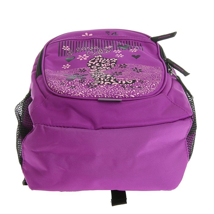 Рюкзак молодежный эргономичная спинка Stavia 41*27*15 I love cats, сиреневый 67127