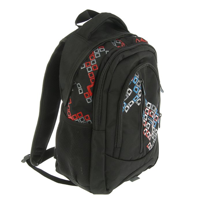 Рюкзак молодежный эргономичная спинка Stavia 41*27*17 «Ромбы», чёрный/красный/синий 67157