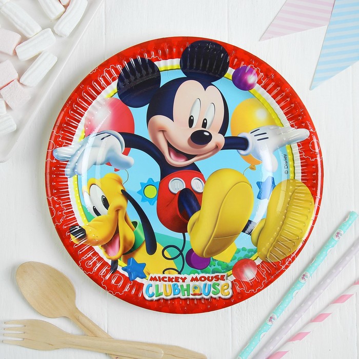Тарелки бумажные "Игривый Микки Маус", набор 8 шт., 23 см