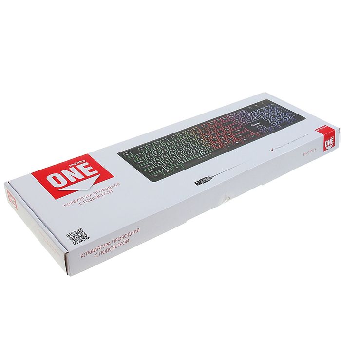 Клавиатура проводная Smartbuy ONE 305, USB, с подсветкой, черная