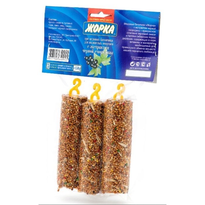 Медовые батончики ЖОРКА "Черная смородина" для попугаев, 3шт