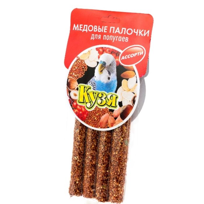 Палочки Кузя для попугаев "Ассорти", 4шт