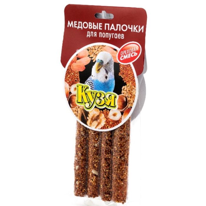 Палочки Кузя для попугаев "Ореховая смесь", 4шт