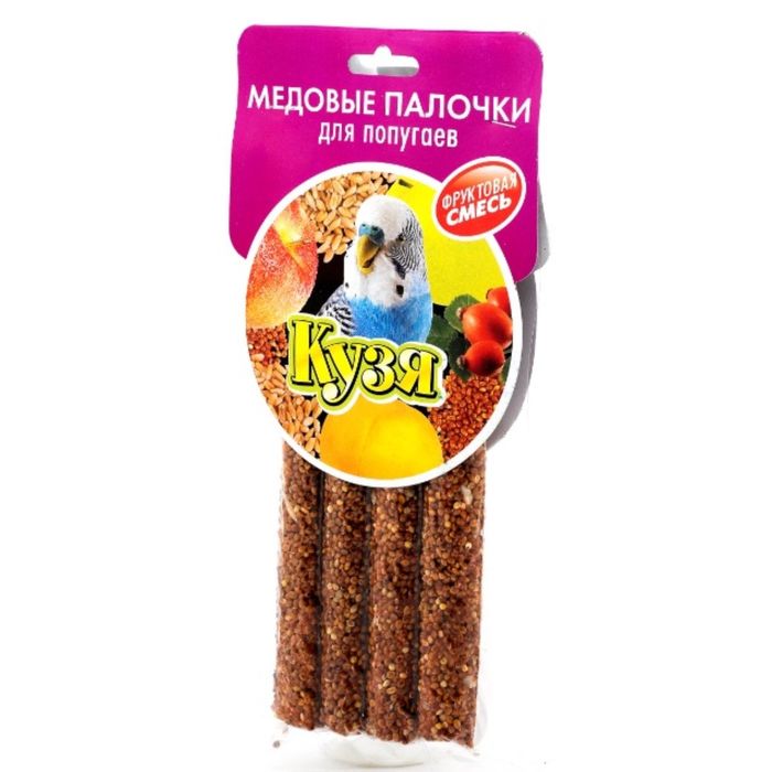 Палочки Кузя для попугаев "Фруктовая смесь", 4шт