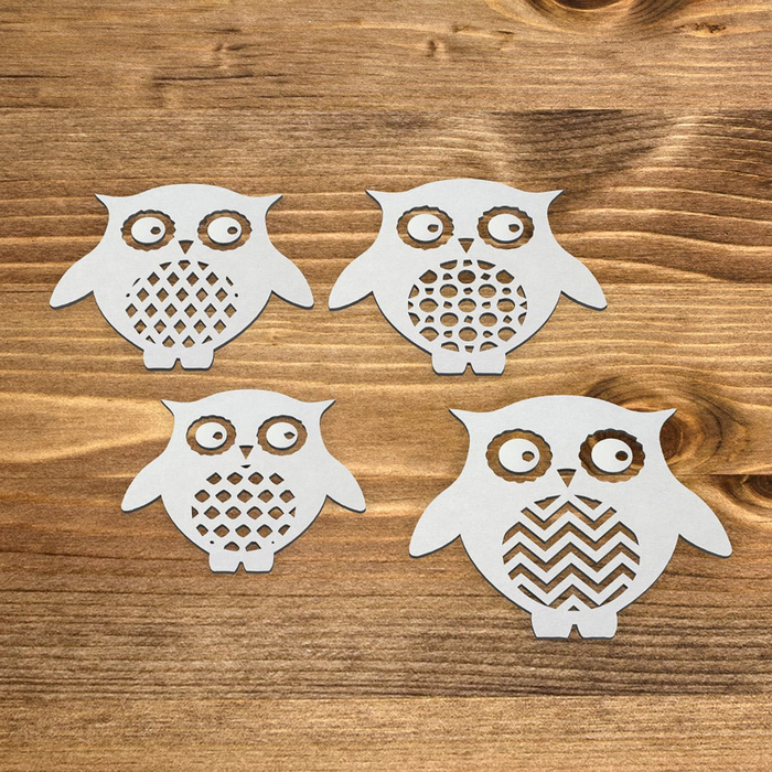 Чипборд картон "Совы с пузиками" от 2,5х2 см до 3х3 см