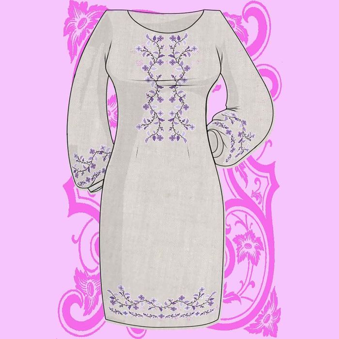 Набор для вышивки платья крестом "Цветочный орнамент", лён