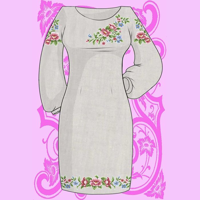 Набор для вышивки платья крестом "Нежные цветы", лён