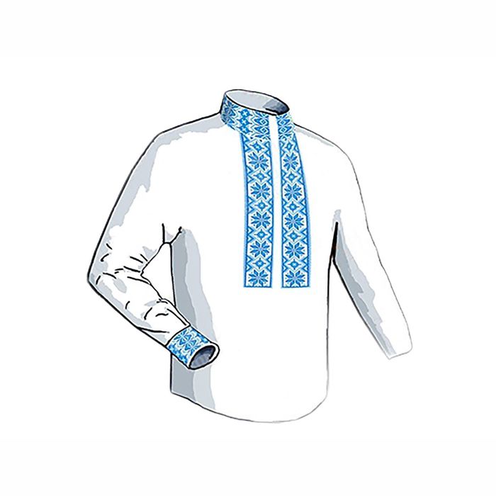 Набор для вышивки сорочки крестом "Синий орнамент", хб, муж.