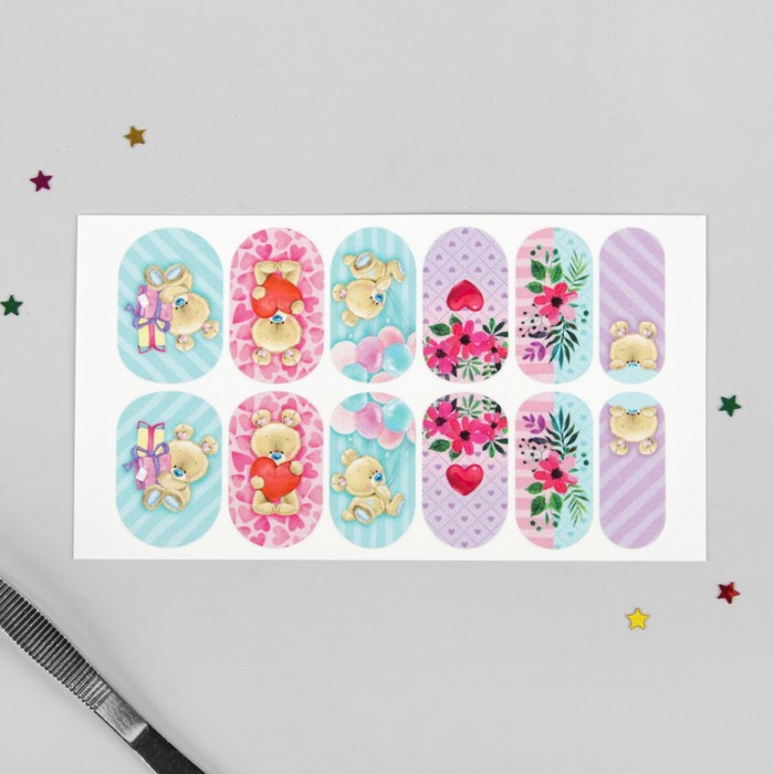 Слайдер-дизайн для ногтей "Милые мишки"