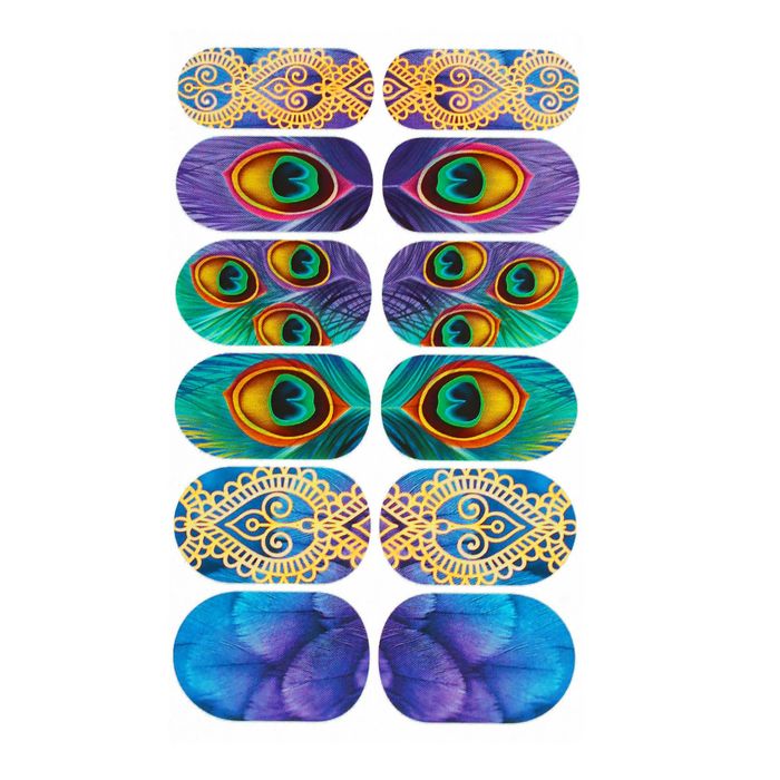 Слайдер-дизайн для ногтей "Хвост павлина"