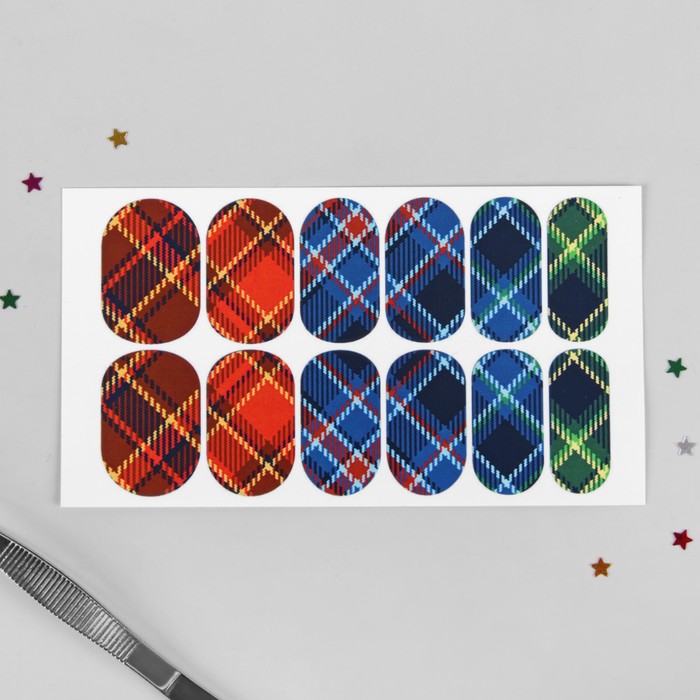 Слайдер-дизайн для ногтей "Шотландская клетка"