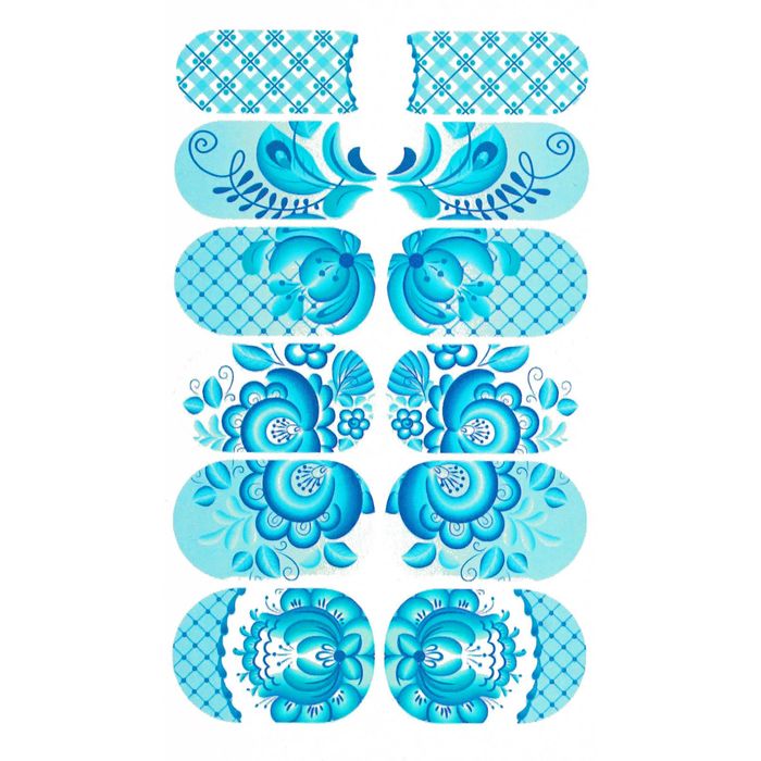 Слайдер-дизайн для ногтей "Гжель"