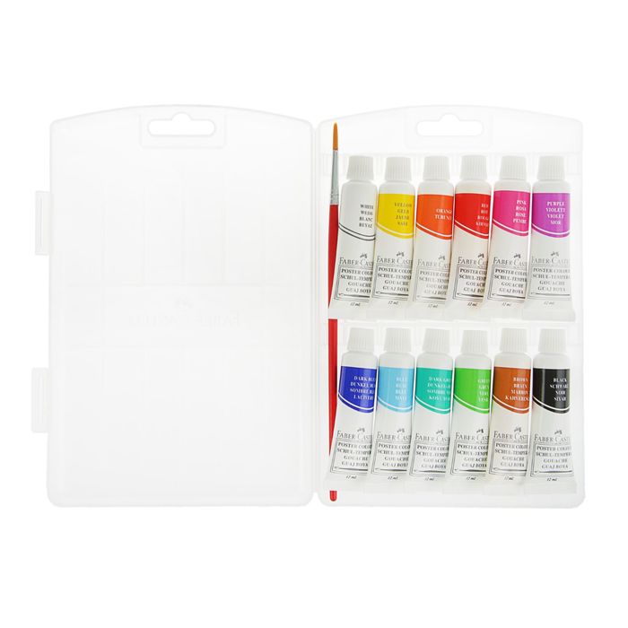 Гуашь в тубе 12цв*12мл Faber-Castell в пластиковой коробке 121011