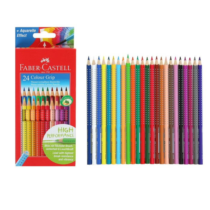 

Карандаши акварельные 24 цвета Faber-Castell Grip 2001 7/3.3 трёхгранный корпус