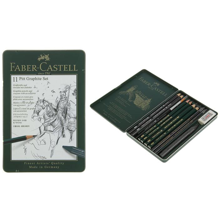 фото Карандаши художественные (набор) faber-castell pitt monochrome, 11 штук, в металлической коробке