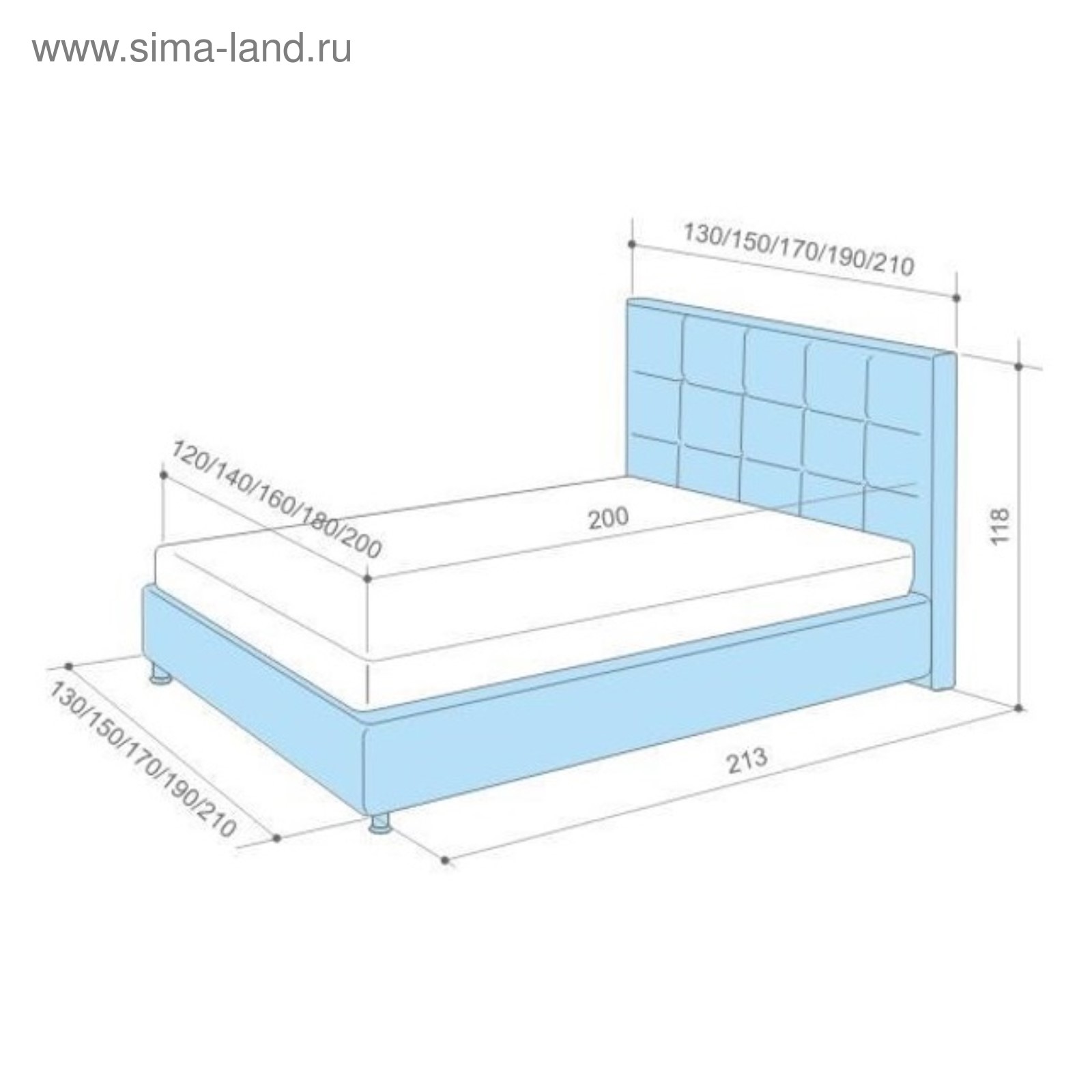 Габариты двуспальной кровати 160х200 Соренто