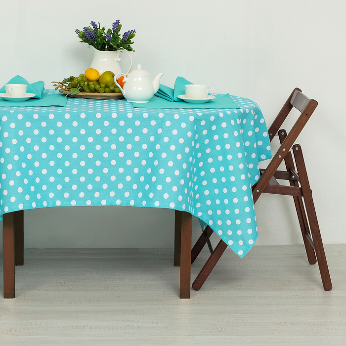 Набор столовый "Этель" Мятная карамель (вид2) скатерть 150х300 см, салфетка 40х40 см 12 шт., рогожка