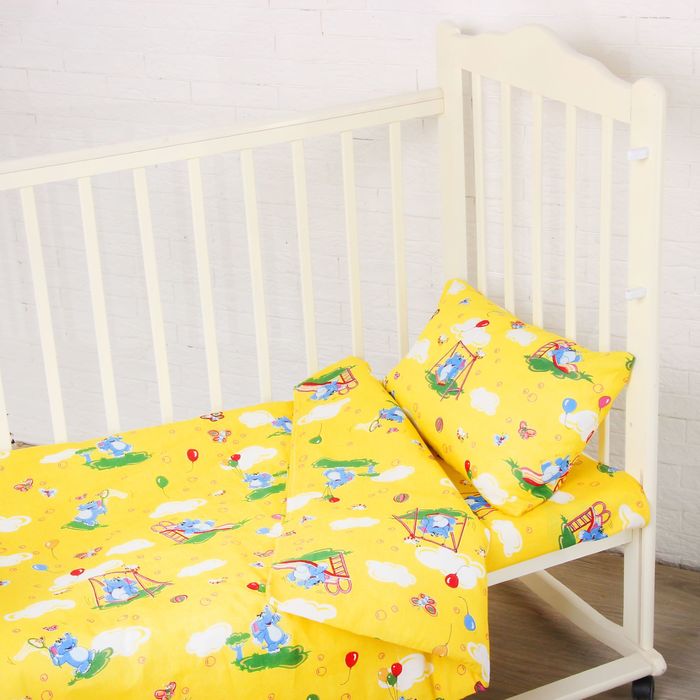 Детское постельное бельё (рис. 315-4) Слоники персик 112х147 см, 110х150 см, 40х60 см, 1 шт., бязь 125 гр хл.