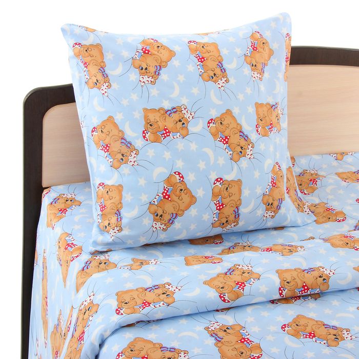 Постельное бельё 1,5 сп детское (рис. 1286/3) Сноведения голубое 147х215 см, 150х215 см, 70х70 см, 1 шт., бязь 125 г/м хл.