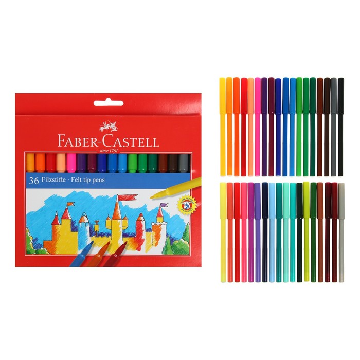 фото Фломастеры 36 цветов, faber-castell "замок" в картонной коробке