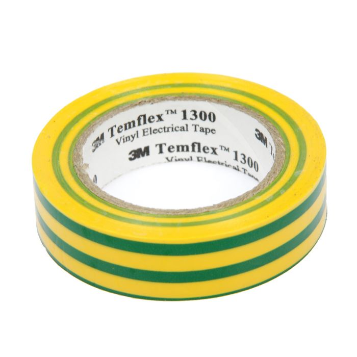 Изолента 3М "Temflex 1300", ПВХ, 15 мм x 10 м, желтая/зеленая