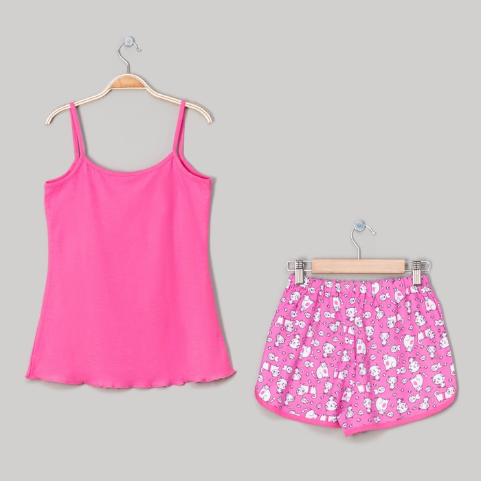 Пижама женская (майка, шорты), цвет розовый, рост 170-176, размер 48