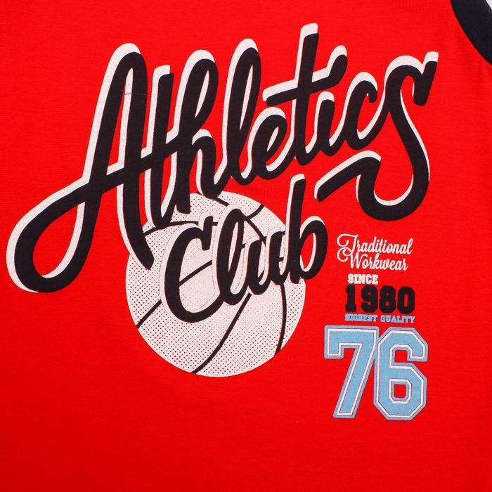 Костюм для мальчика "Athletics Club" (майка, шорты), рост 122-128 см (32), цвет красный/тёмно-синий