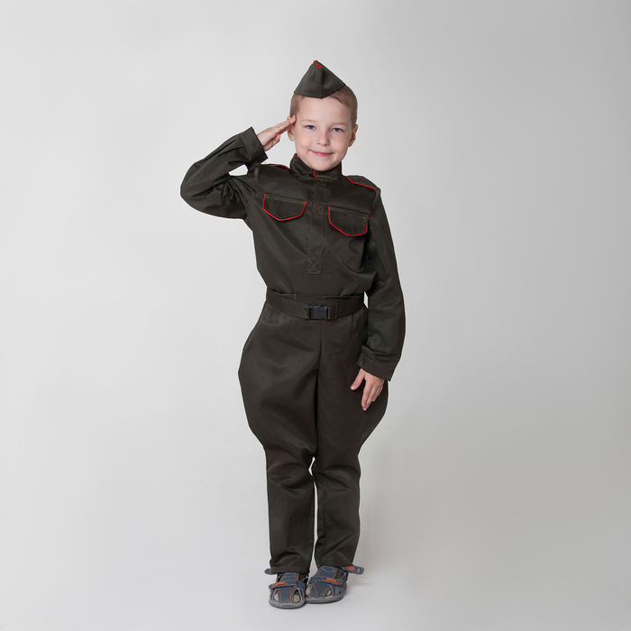 Карнавальный костюм "Солдат" с галифе, рост 122-128, 6-7 лет