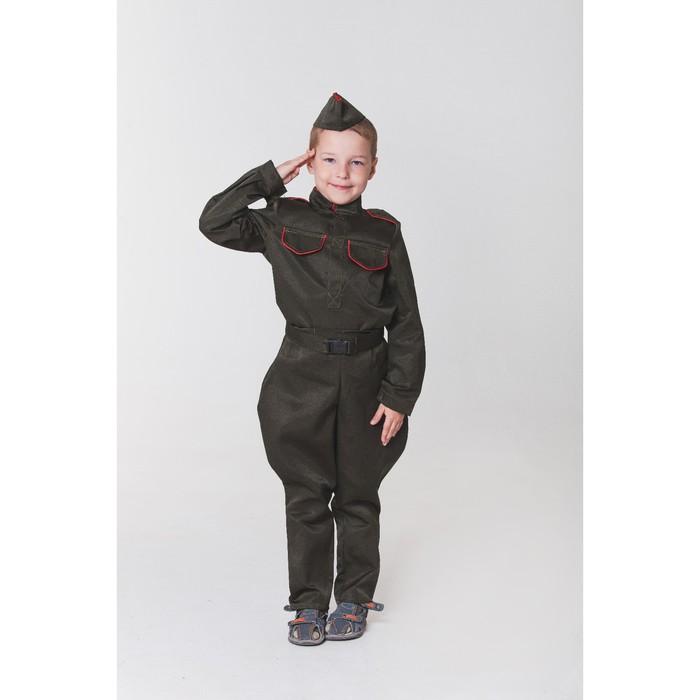 Карнавальный костюм "Солдат" с галифе, рост 122-128, 6-7 лет