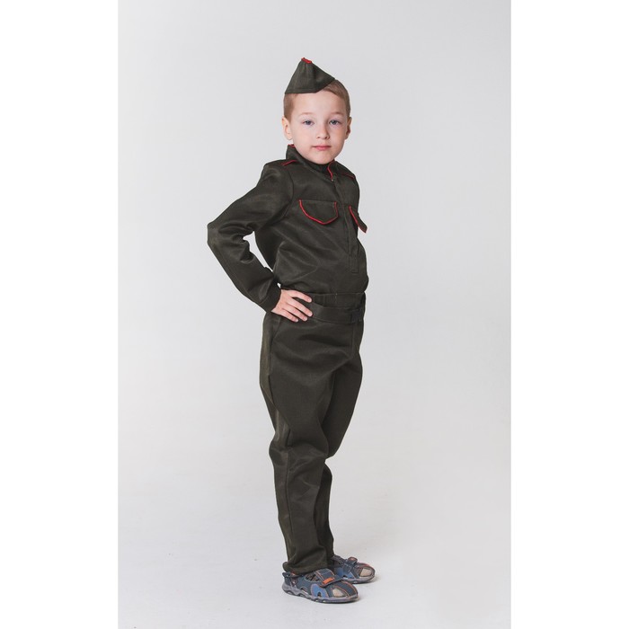 Карнавальный костюм "Солдат" с галифе, рост 122-128, 6-7 лет