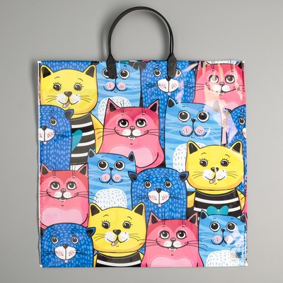 Пакет "Кошачья компания", полиэтиленовый с пластиковой ручкой, 36 х 37 см, 100 мкм