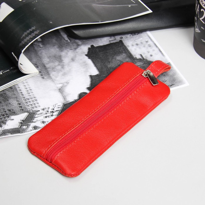 Ключница на молнии, 1 отдел, кольцо, цвет красный