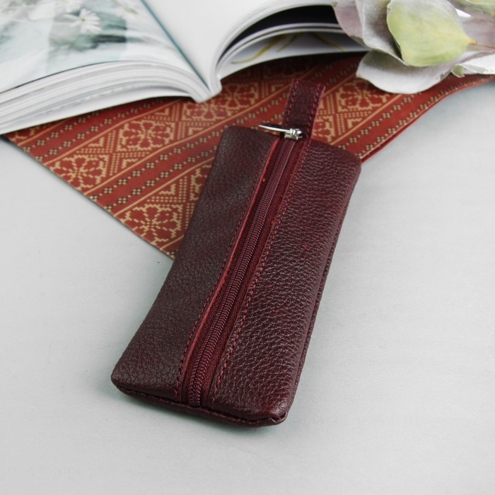 Ключница на молнии, 1 отдел, кольцо, цвет бордовый