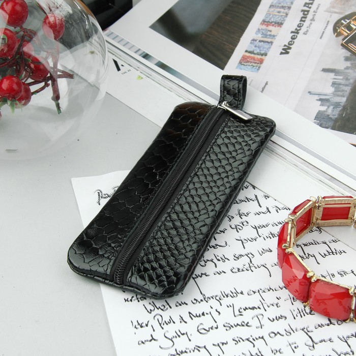 Ключница на молнии, 1 отдел, кольцо, цвет чёрный