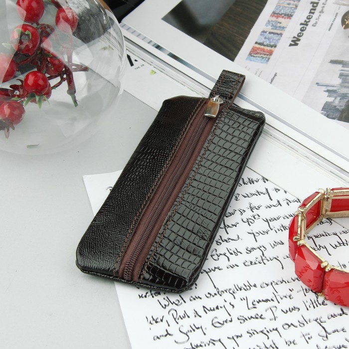 Ключница на молнии, 1 отдел, кольцо, цвет тёмно-коричневый