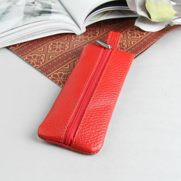 Ключница на молнии, 1 отдел, кольцо, флотер, цвет красный