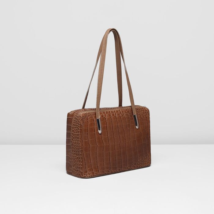 Сумка женская на молнии, 2 отдела, наружный карман, цвет тёмно-бежевый