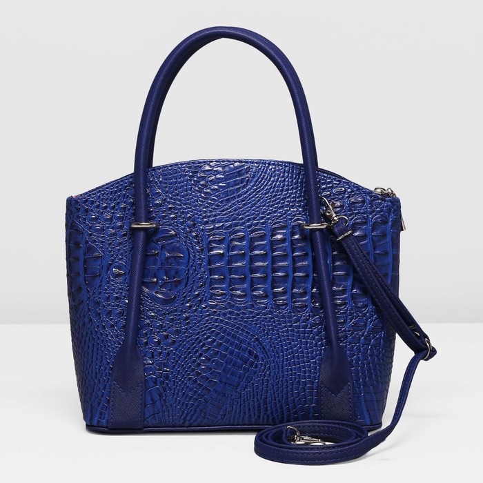 Сумка женская на молнии, 1 отдел, наружный карман, длинный ремень, цвет синий