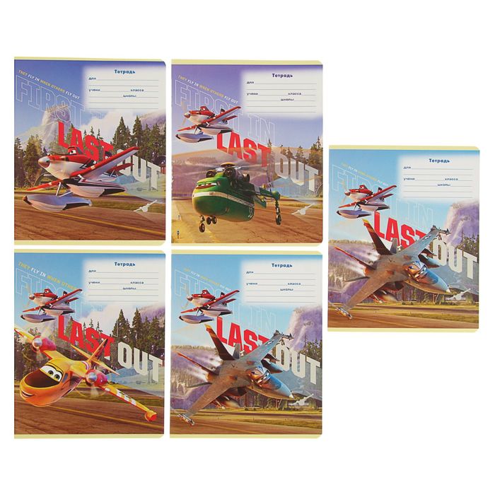 Тетрадь 12 листов линейка Disney "Самолеты: Огонь и вода-67", картонная обложка, МИКС
