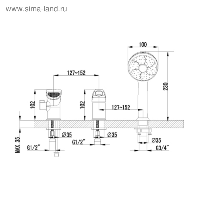 

Смеситель для ванны Lemark Omega LM3145C, встраиваемый, хром