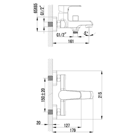 

Смеситель для ванны Lemark plus FACTOR LM1612C, с монолитным изливом