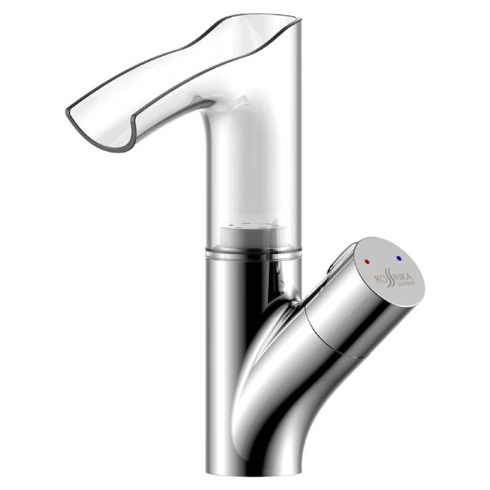 Смеситель для умывальника Rossinka Z35-30, с прозрачным изливом, с подсветкой, хром