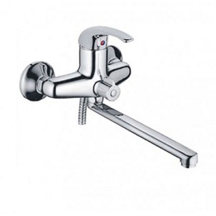 Cмеситель для ванны Cron CN2229, длинный излив, переключатель в корпусе, хром