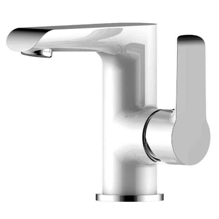 Смеситель одноручный для умывальника Rossinka W35-11, монолитный, хром/белый