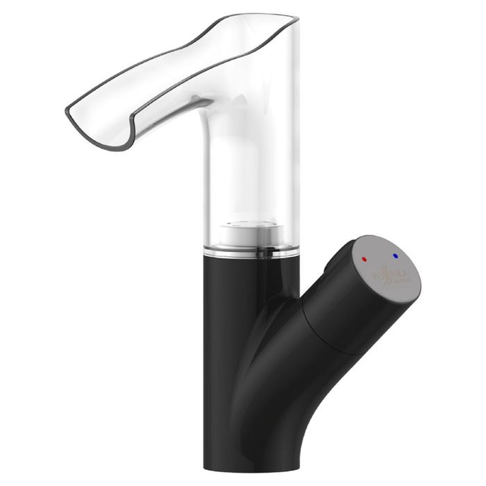 Смеситель для умывальника Rossinka Z35-30B, с прозрачным изливом, с подсветкой, черный